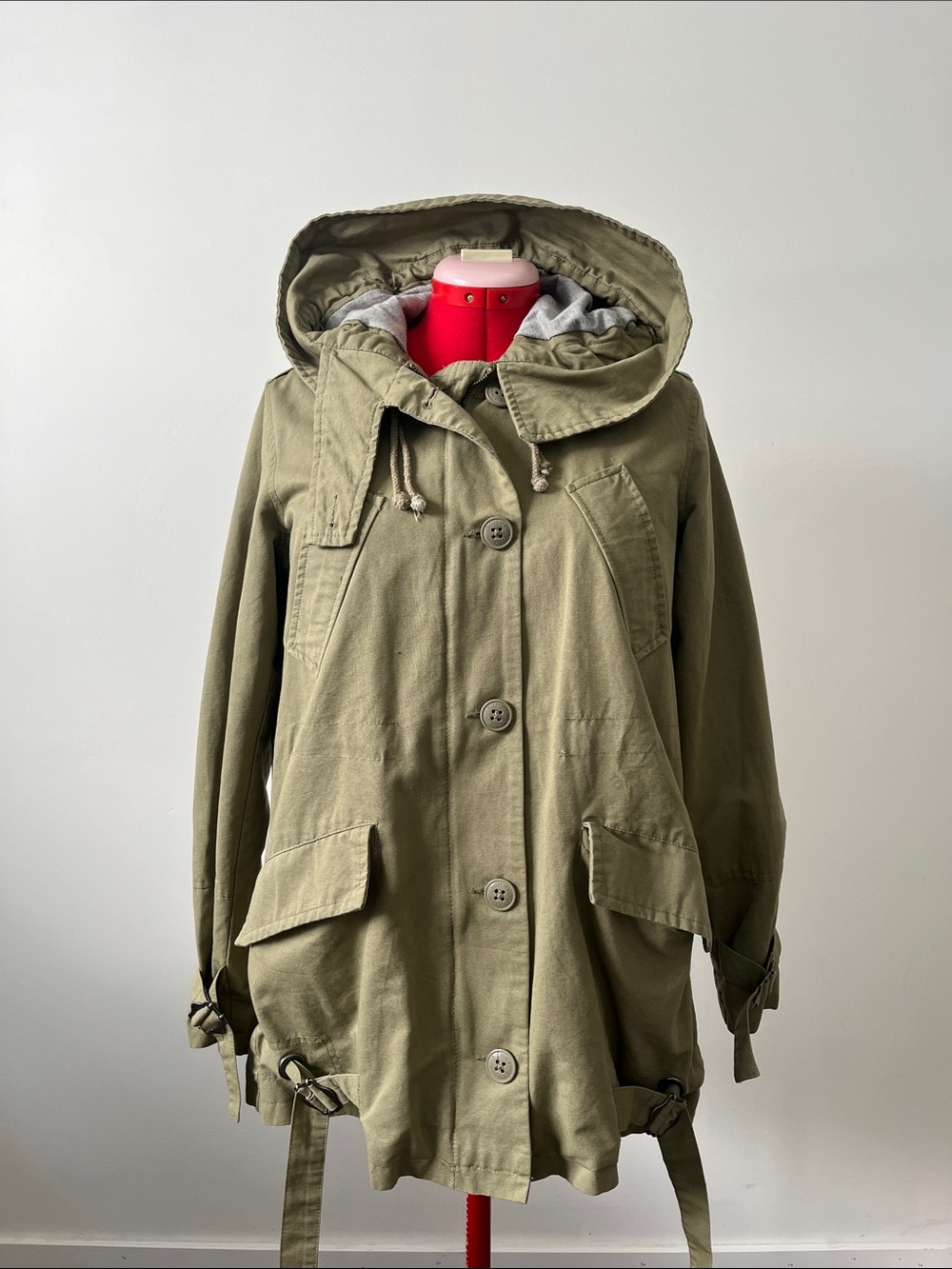 Tommy Hilfiger Olive Green Hooded Utility Jacket 100% Cotton